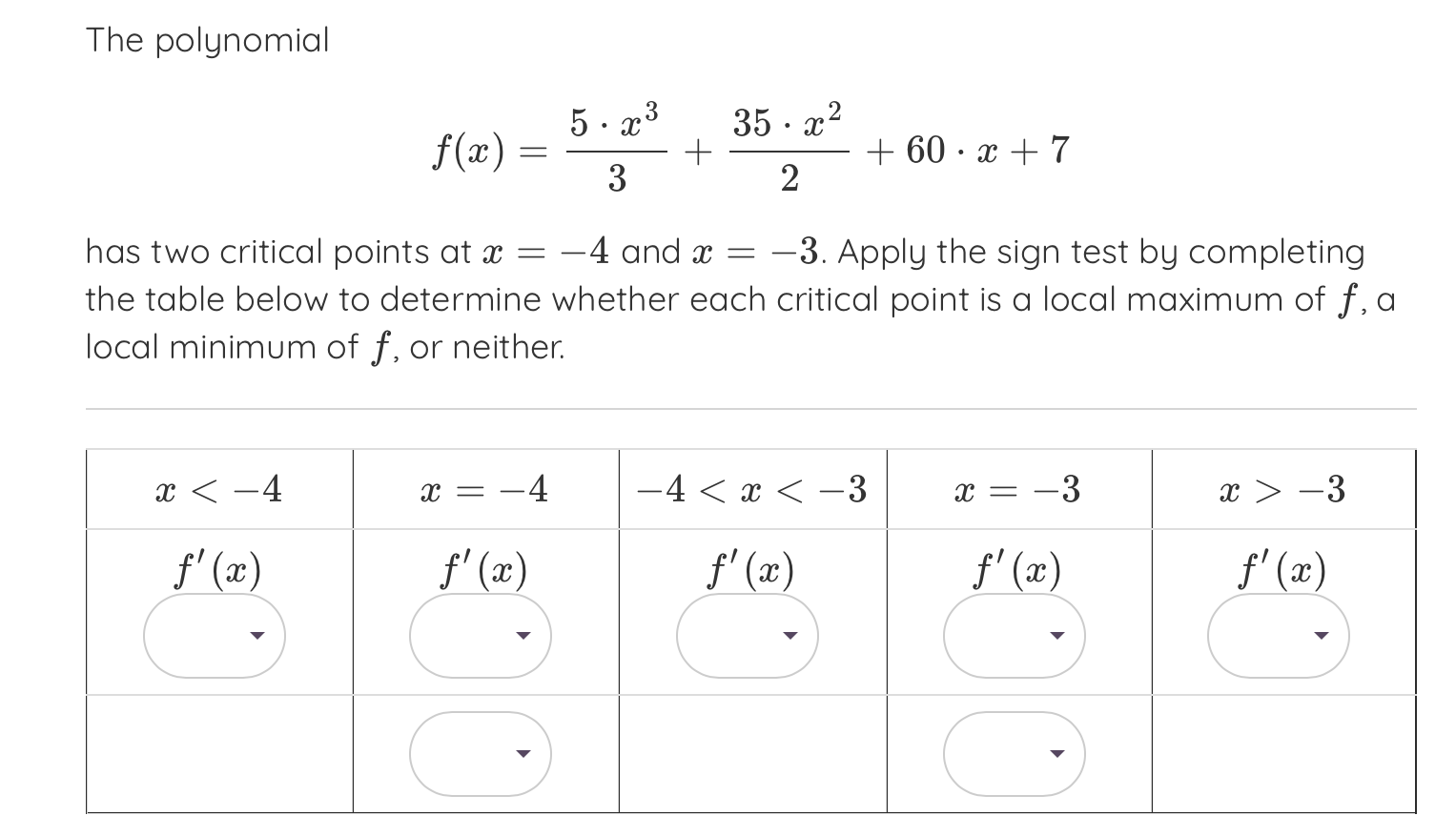 Solved The polynomial f(x)=35⋅x3+235⋅x2+60⋅x+7 has two | Chegg.com