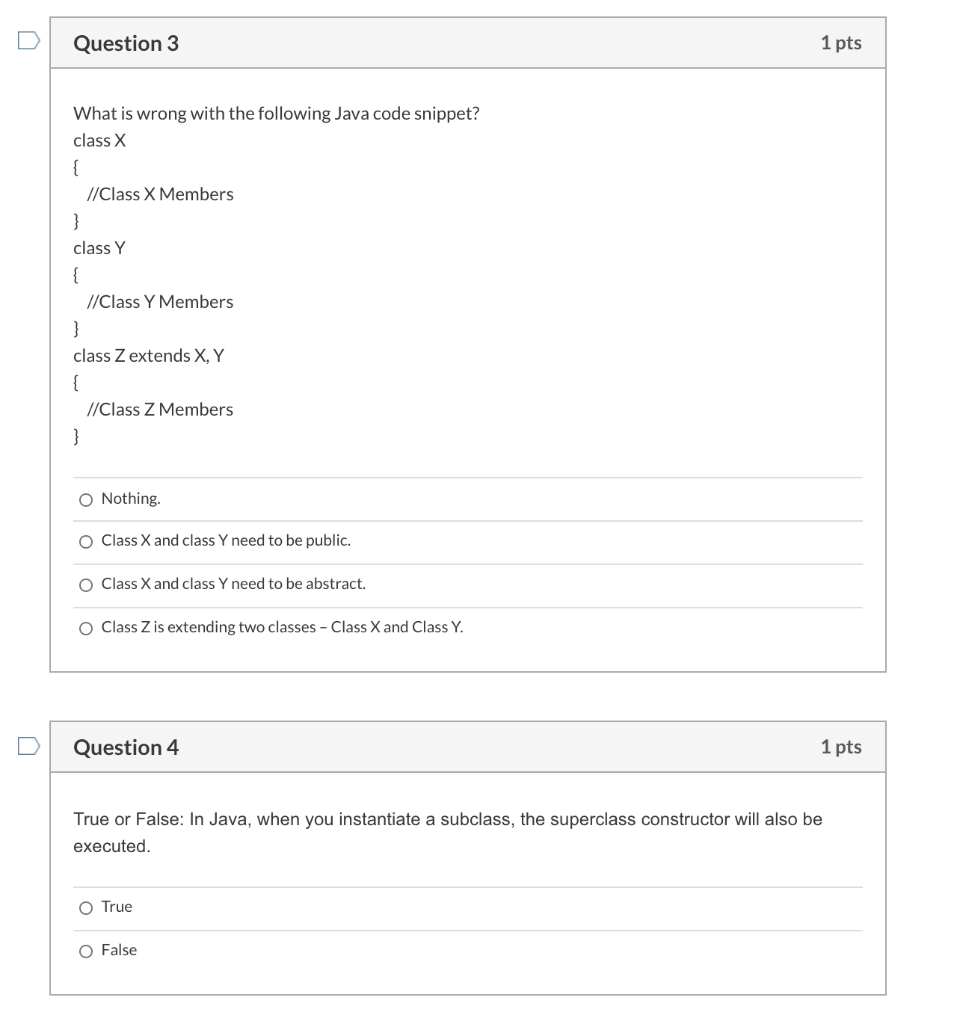 Solved Question 3 1 pts What is wrong with the following | Chegg.com