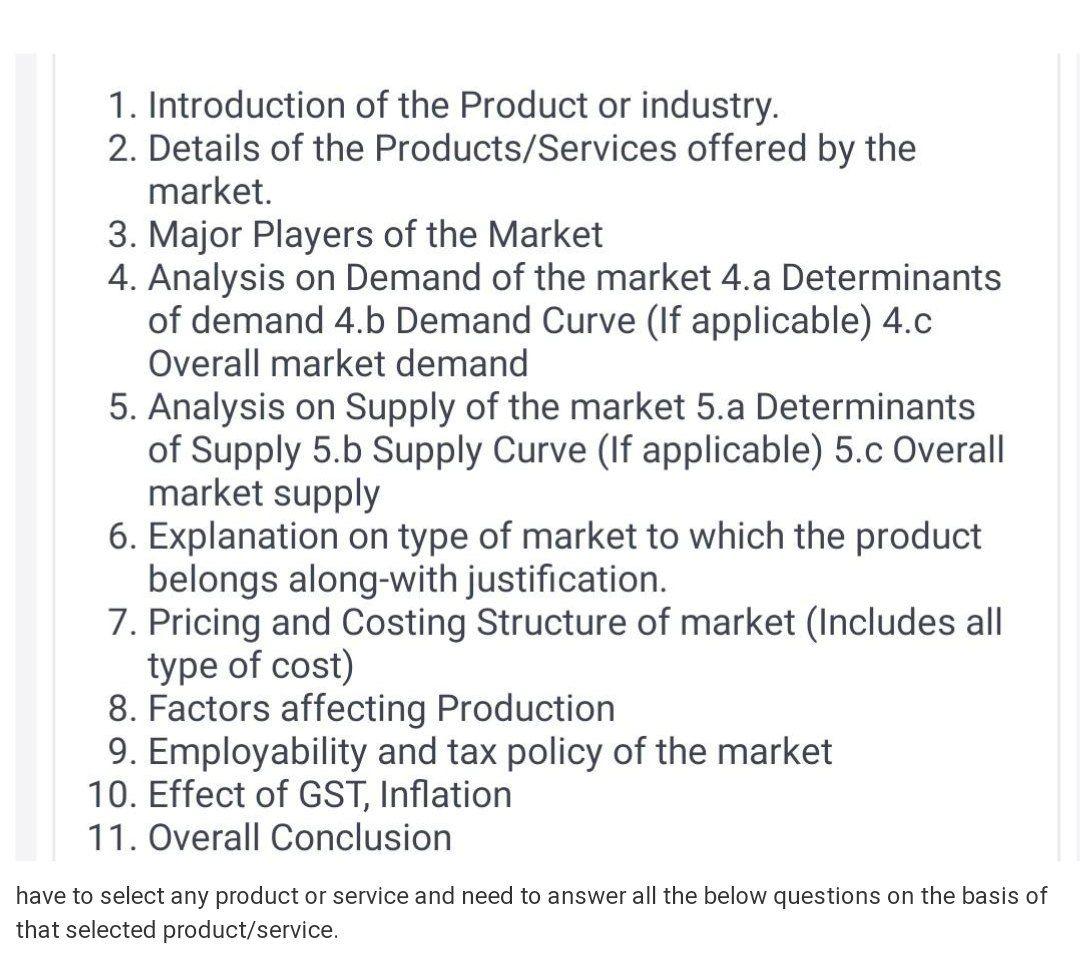 Solved 1. Introduction Of The Product Or Industry. 2. | Chegg.com