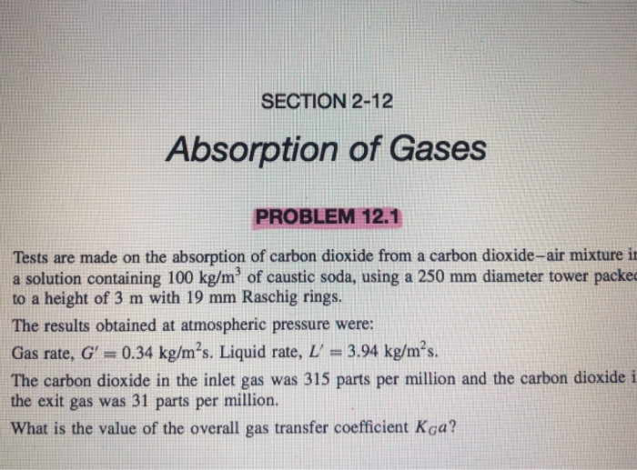 Solved SECTION 212 Absorption of Gases PROBLEM 12.1 Tests