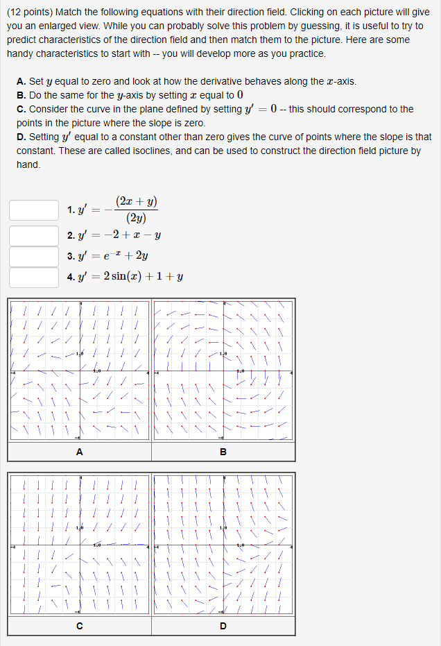 Solved (12 points) Match the following equations with their | Chegg.com