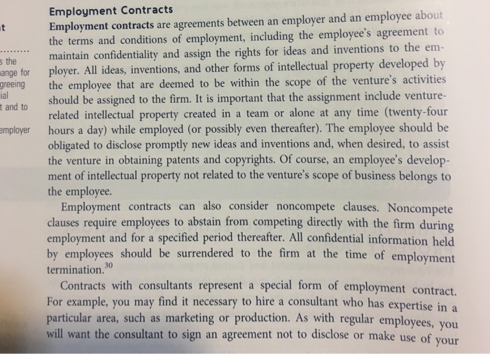 Solved Employment Contracts Employment contracts are | Chegg.com