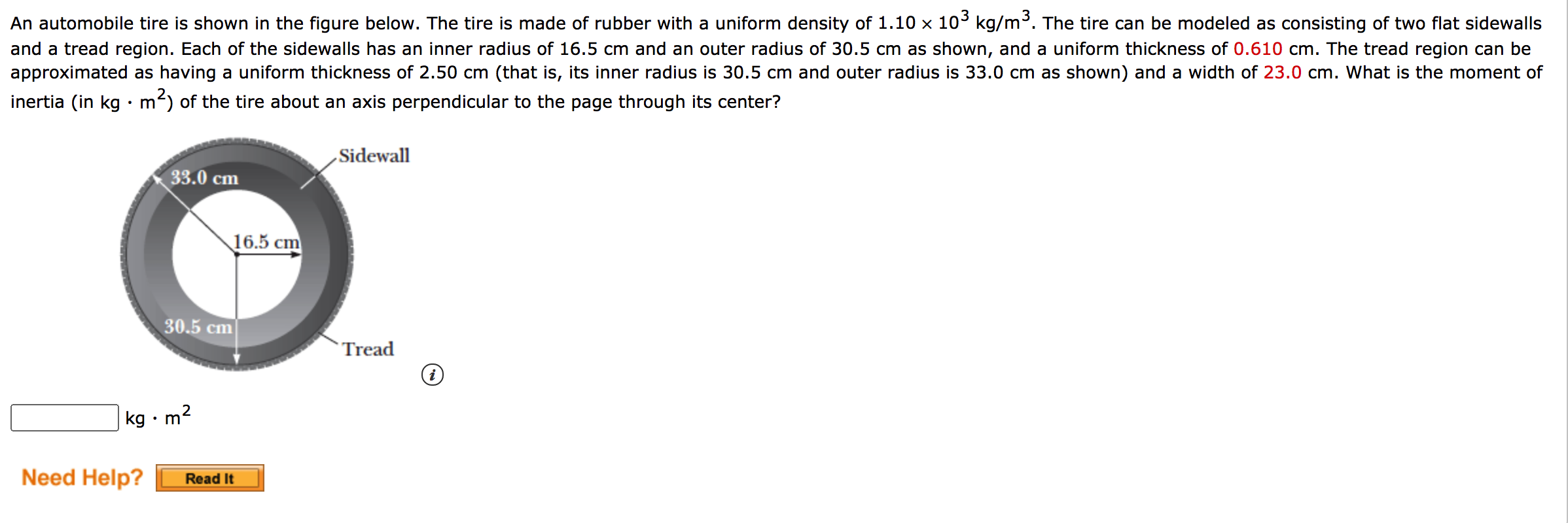 Solved An automobile tire is shown in the figure below. The | Chegg.com