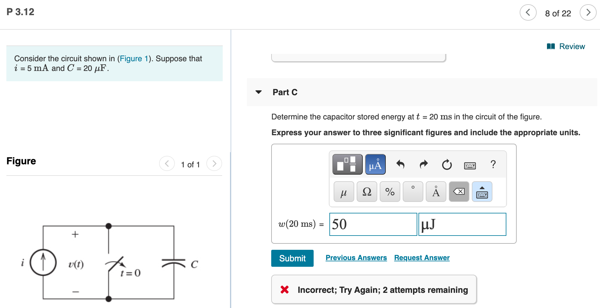 Solved P 3.12 8 of 22 A Review Consider the circuit shown in | Chegg.com
