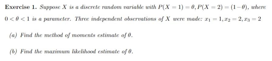 Solved Exercise 1. Suppose X is a discrete random variable | Chegg.com
