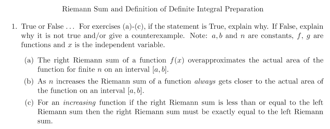 Solved Riemann Sum And Definition Of Definite Integral | Chegg.com