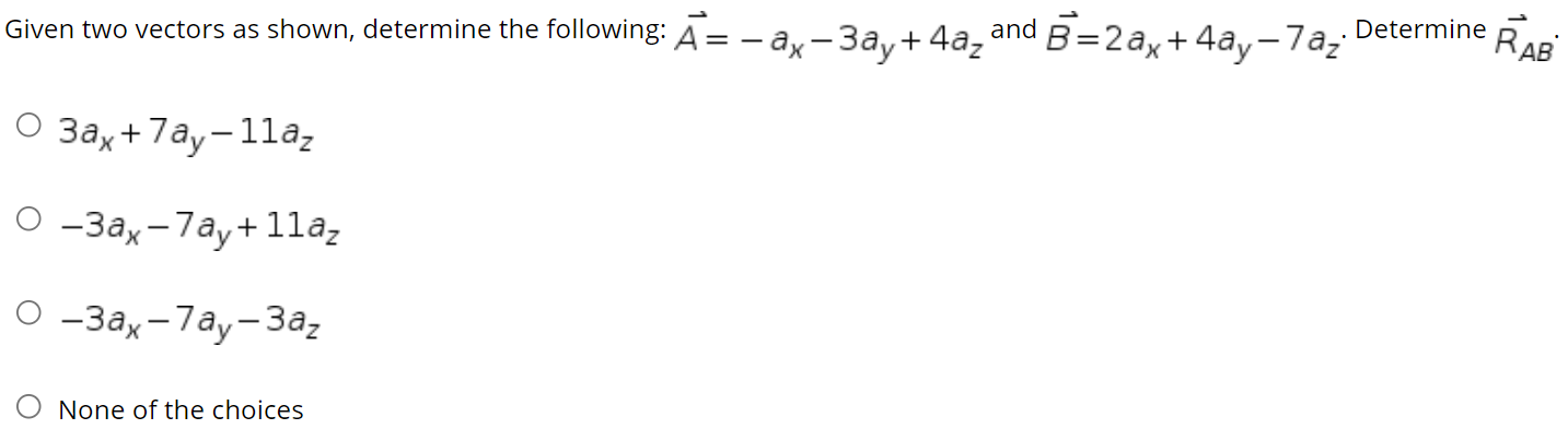 Solved Given two vectors as shown, determine the following: | Chegg.com