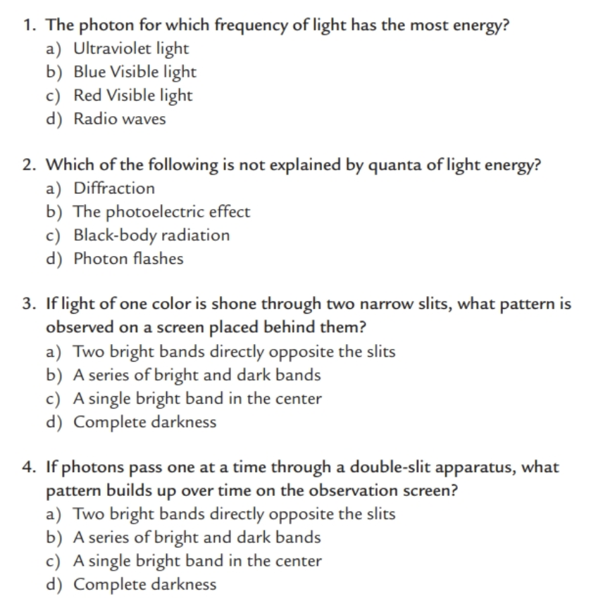 Solved 1. The photon for which frequency of light has the | Chegg.com