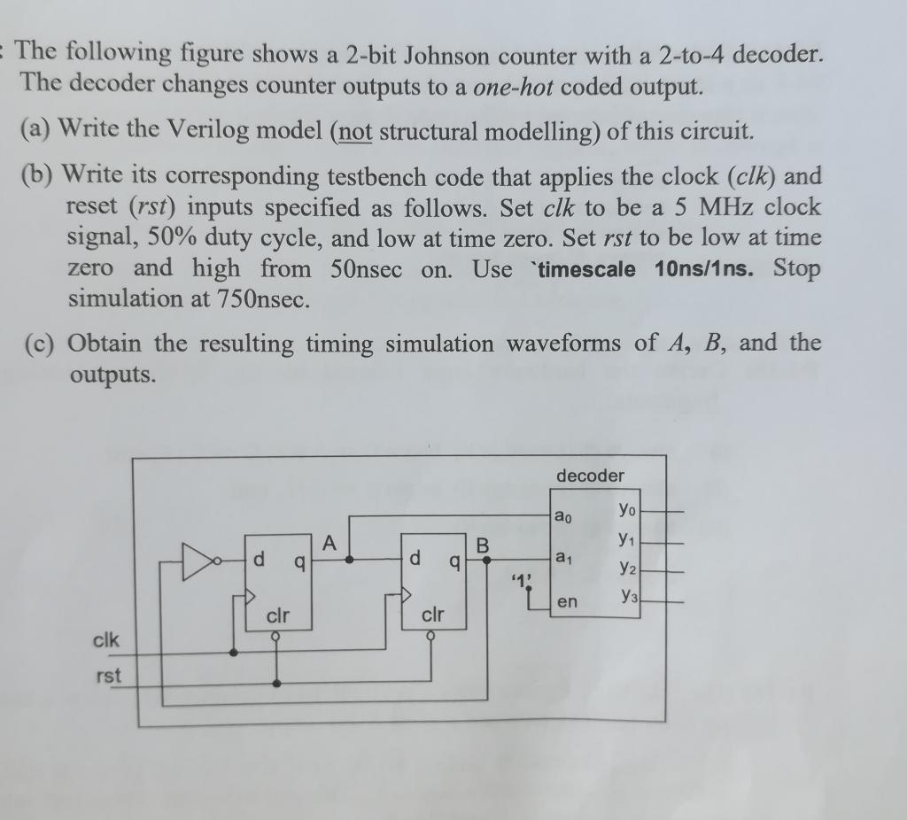 Solved - The following figure shows a 2-bit Johnson counter | Chegg.com