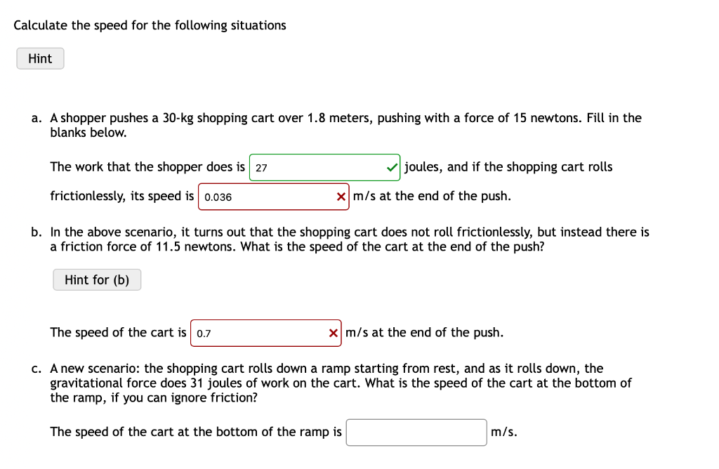 Solved Calculate the speed for the following situations a. A | Chegg.com