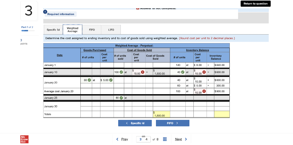 Solved Return to question 3 O Part 1 of 2 Required | Chegg.com