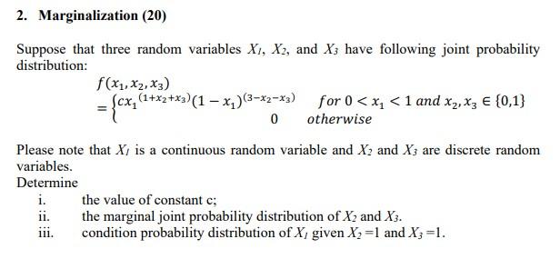 Suppose that three random variables \( X_{l}, X_{2} \), and \( X_{3} \) have following joint probability distribution:
\( f\l