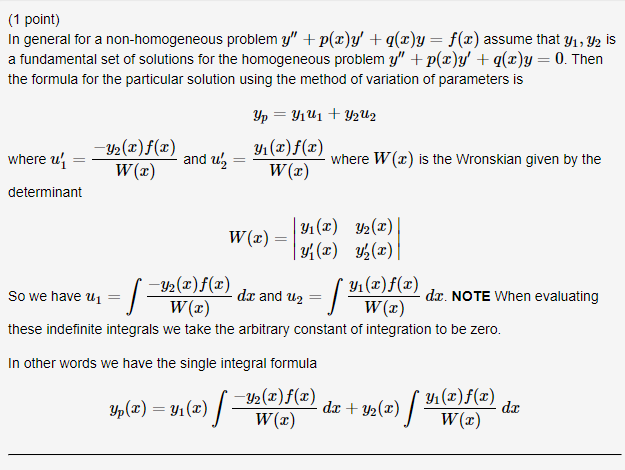 Solved (1 point) In general for a non-homogeneous problem | Chegg.com