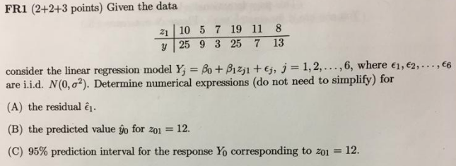 Solved Fr1 2 2 3 Points Given The Data 21 10 5 Y 25 9 Chegg Com