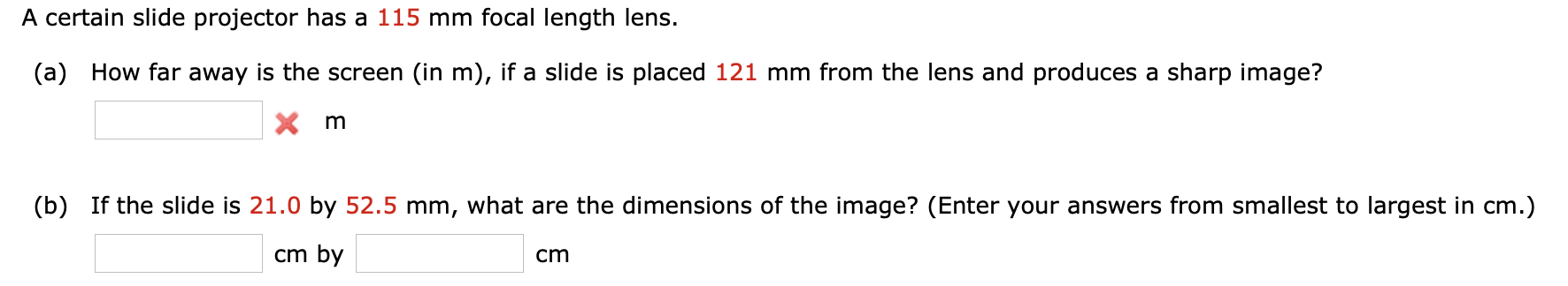 Solved A certain slide projector has a 115 mm focal length | Chegg.com
