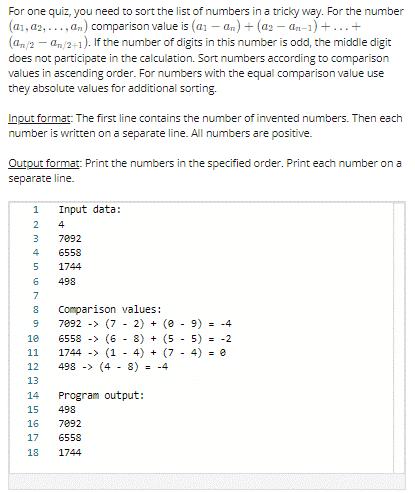 Solved For one quiz, you need to sort the list of numbers in | Chegg.com