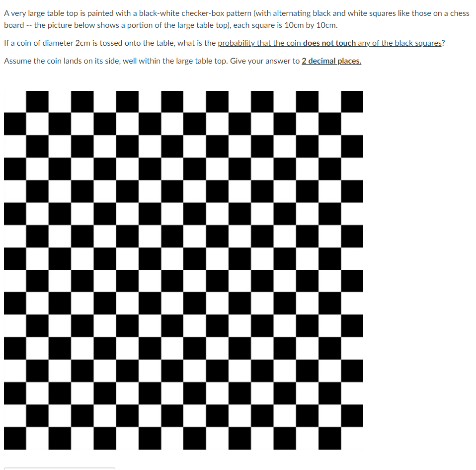 Solved A very large table top is painted with a black-white | Chegg.com