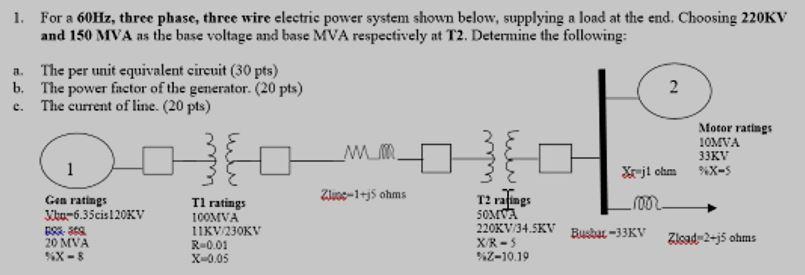 Solved For a 60 Hz, three phase, three wire electric power | Chegg.com