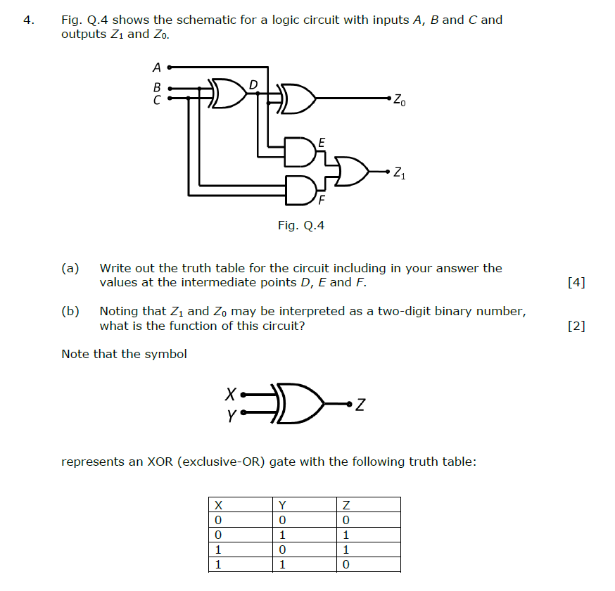 Solved 4 Fig Q 4 Shows The Schematic For A Logic Circu Chegg Com