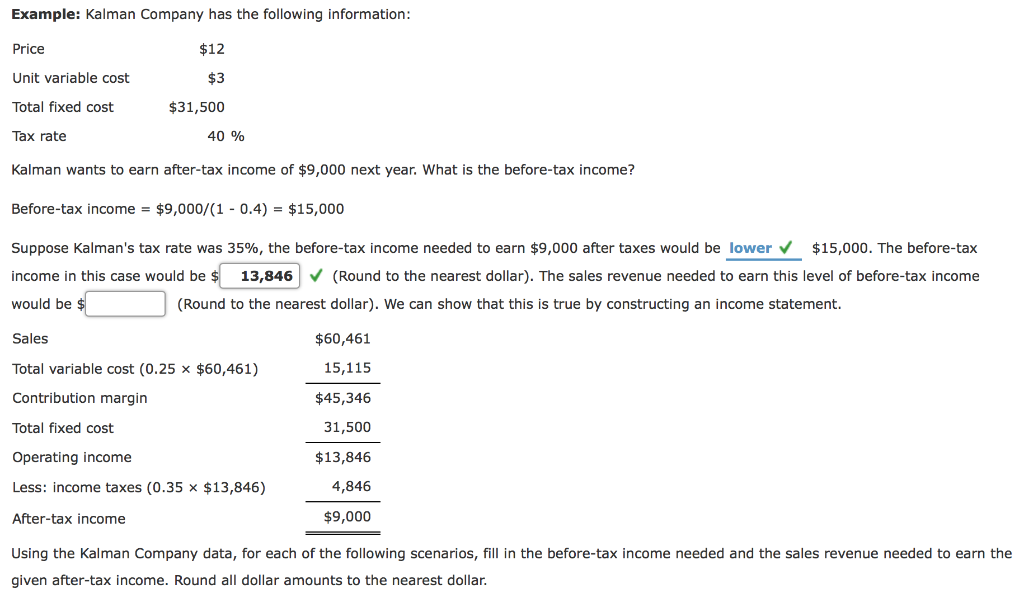 Solved Example: Kalman Company has the following information | Chegg.com