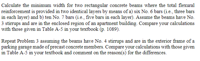 Solved Calculate the minimum width for two rectangular | Chegg.com