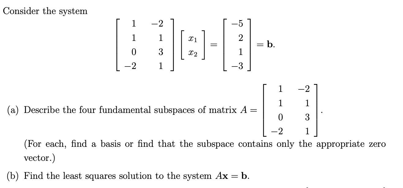 Solved Consider the system -2 5 1 X1 - b. 0 22 1 -2 1 1 -2 1 | Chegg.com