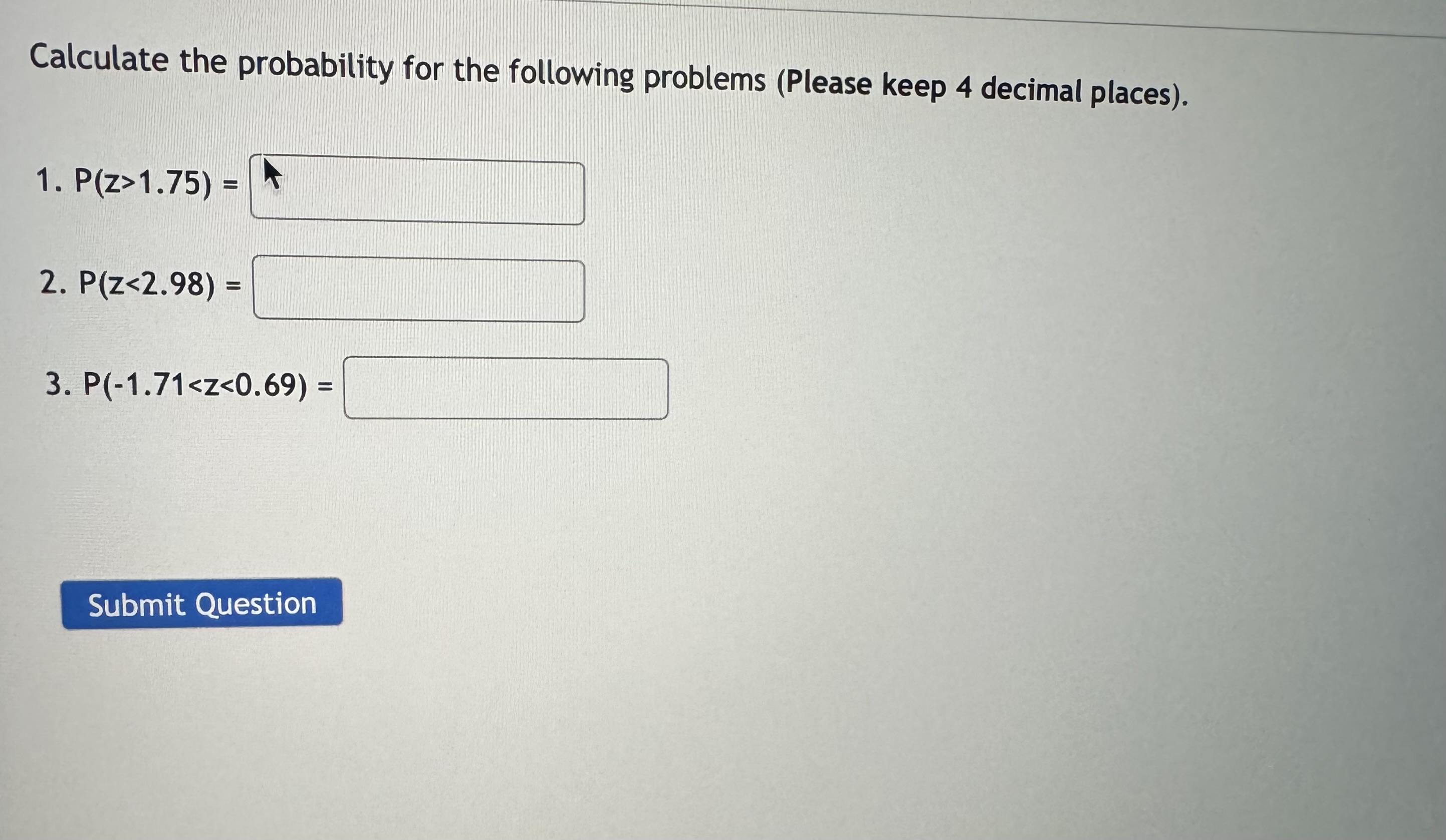 Solved Calculate The Probability For The Following Problems | Chegg.com