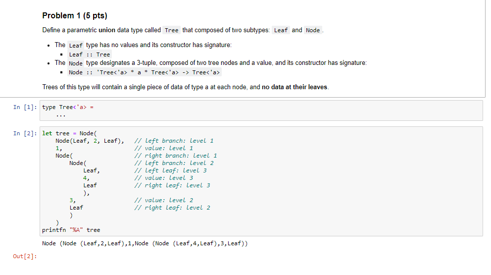 Problem 1 (5 pts) Define a parametric union data type | Chegg.com