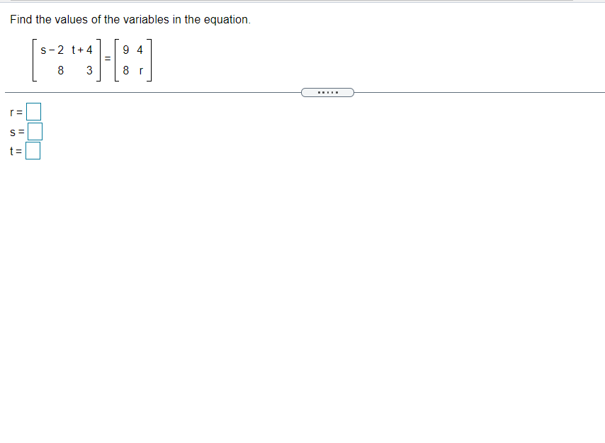 Solved Find the values of the variables in the equation. S-2 | Chegg.com
