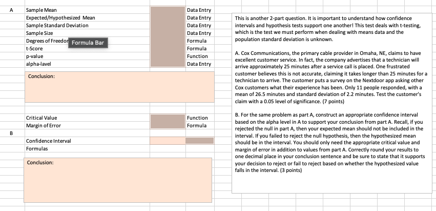 Solved A Sample Mean Expected/Hypothesized Mean Sample | Chegg.com