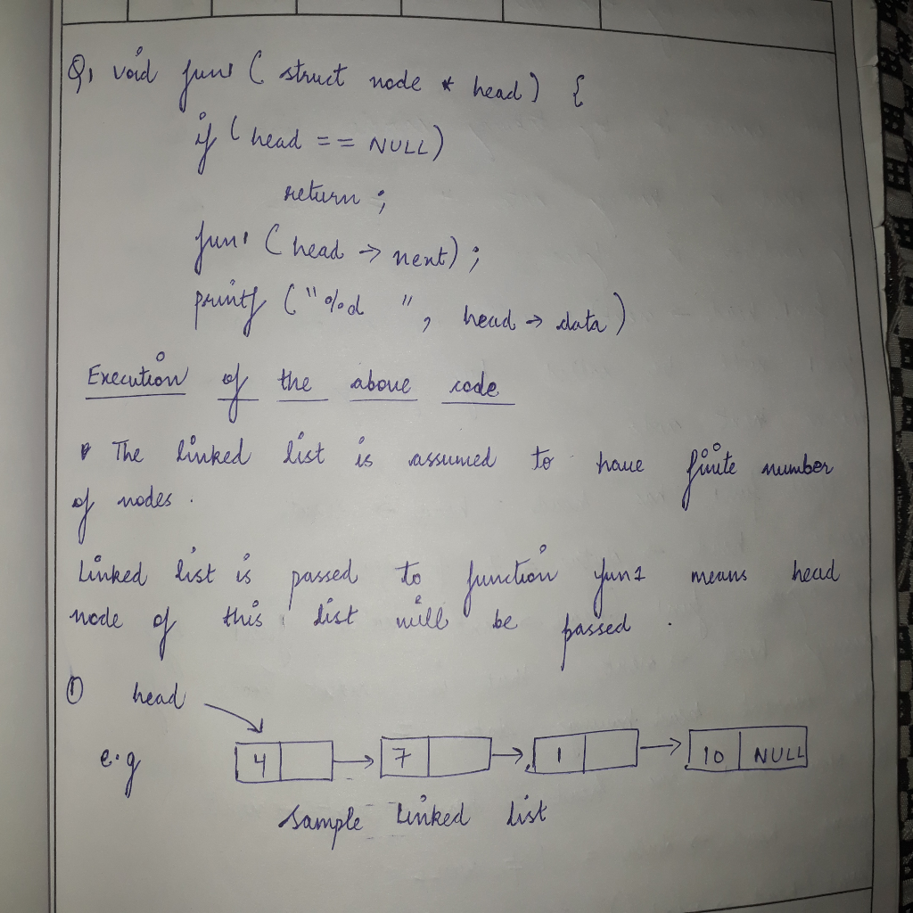 18 , void june C if I head ( struct node * head) { NULL) return; Chead - next); June printf (alood » heads as data) 2 Enecut