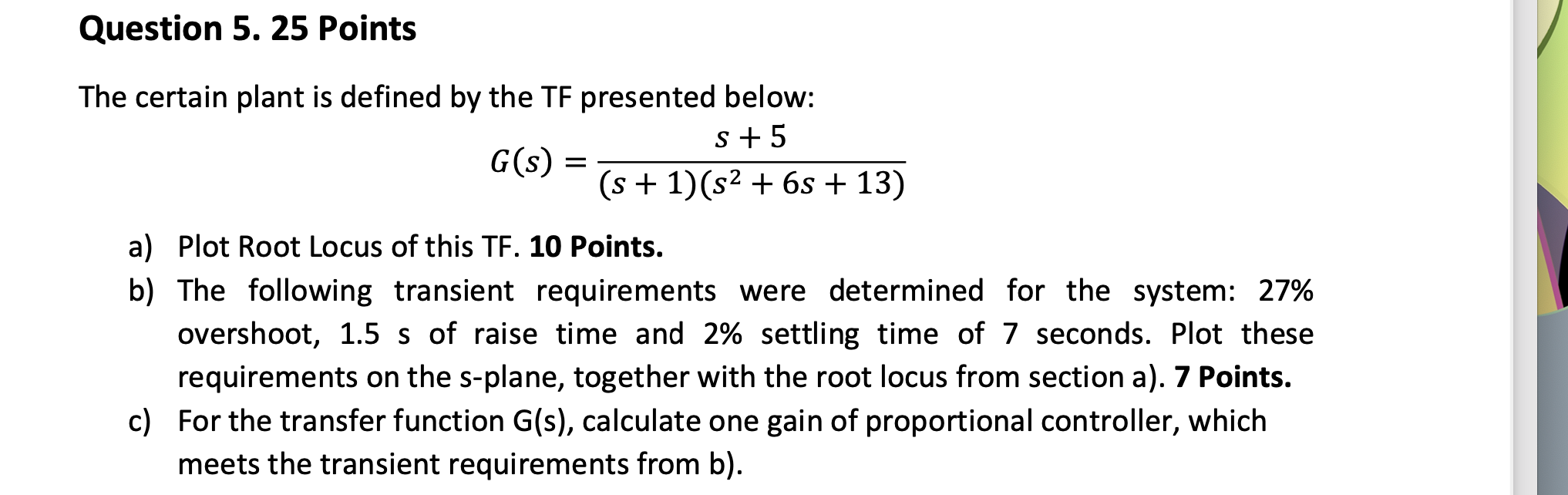 Solved Question 5. 25 Points The certain plant is defined by | Chegg.com
