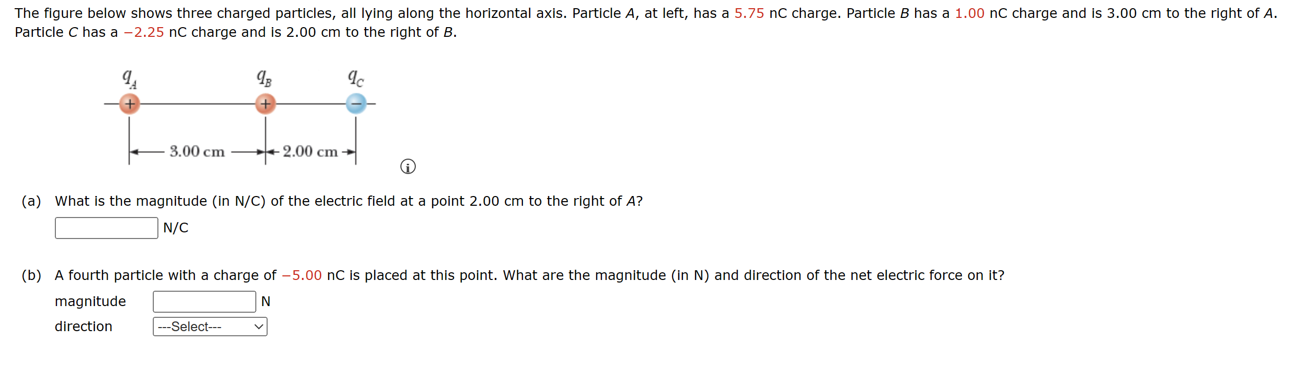 Solved Particle C ﻿has a -2.25nC ﻿charge and is 2.00cm ﻿to | Chegg.com