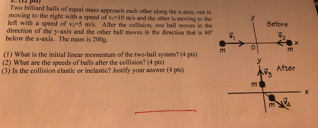 L 12 Pus Two Billiard Balls Of Equal Mass Approach Chegg 