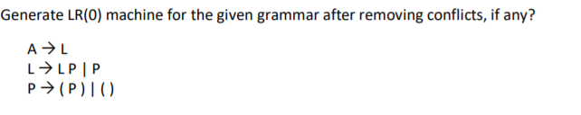Solved Generate LR(0) machine for the given grammar after | Chegg.com