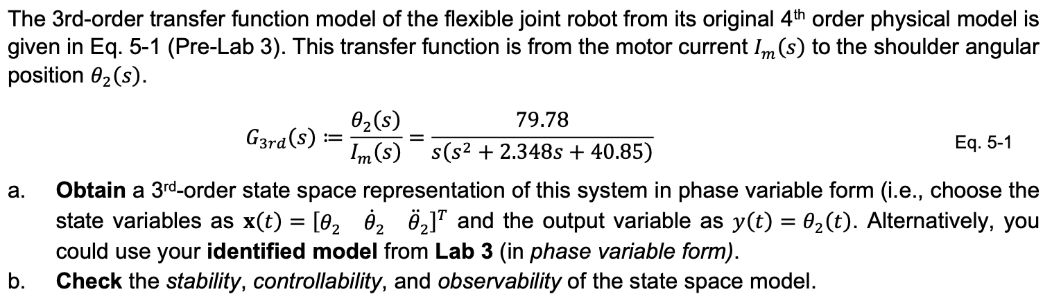 Solved The 3rd-order transfer function model of the flexible | Chegg.com