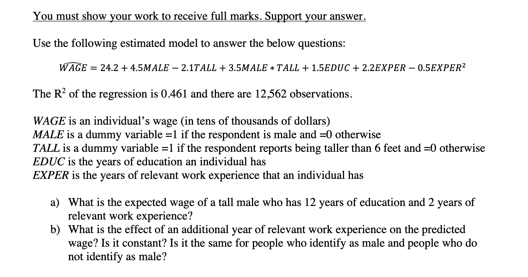 Solved You must show your work to receive full marks. | Chegg.com