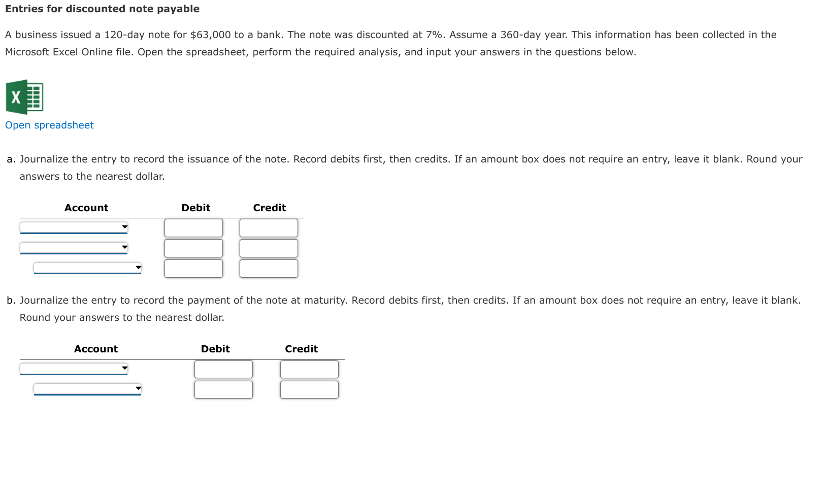 Solved Entries For Discounted Note Payable A Business Issued | Chegg.com