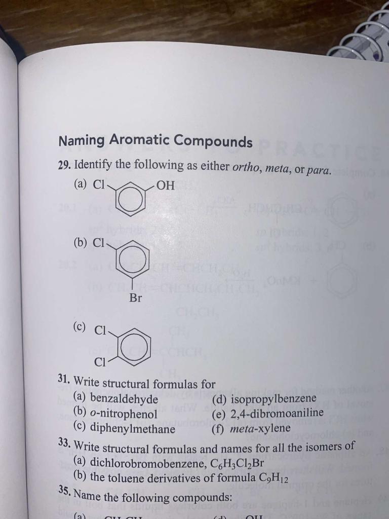 Solved Naming Aromatic Compounds 29. Identify The Following | Chegg.com