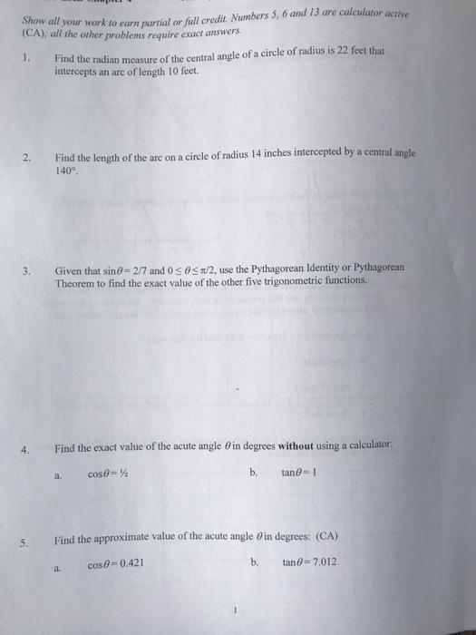 Solved onw al your work to earn partial or full credit. | Chegg.com