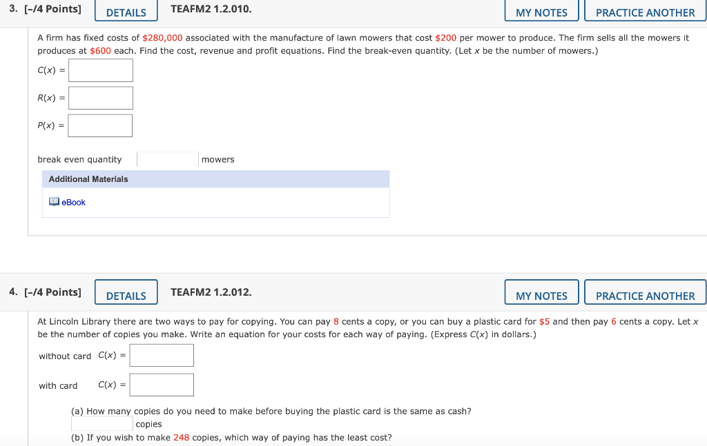 Solved A firm has fixed costs of 280,000 associated with