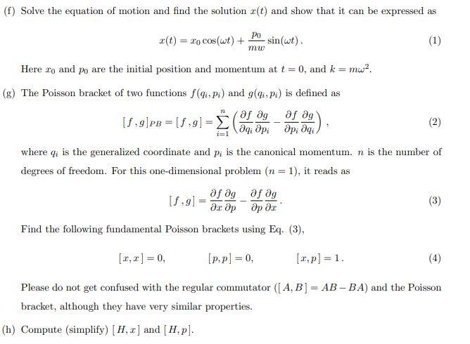 Solved Simple Harmonic Oscillator Consider A Chegg Com