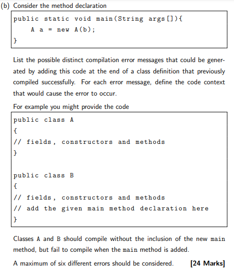 Solved (b) Consider the method declaration public static | Chegg.com