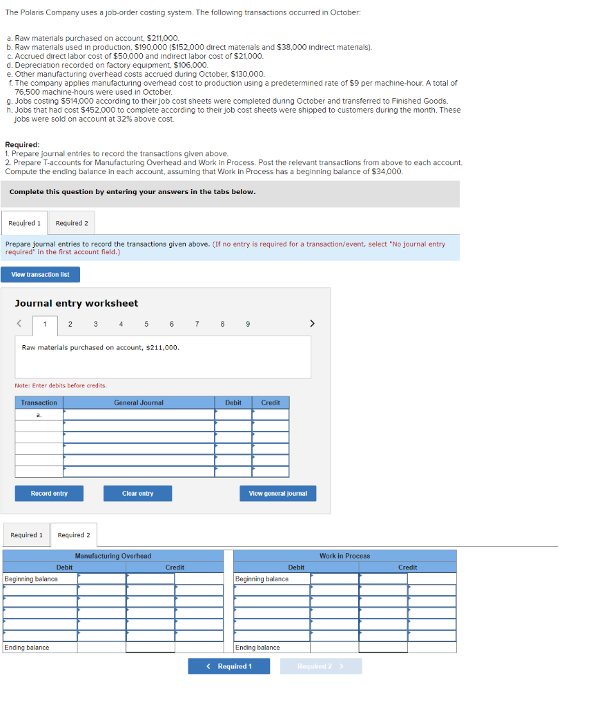 Solved Journal Entry Worksheet Information: 1. Raw materials 