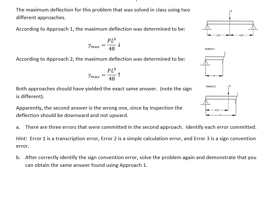 Solved The maximum deflection for this problem that was | Chegg.com