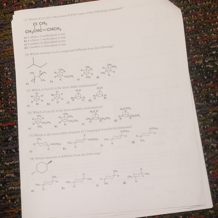 13 Which Of A D Is The Correct Iupac Name Of The Chegg Com