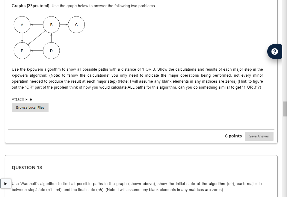 Solved Graphs [23pts total]: Use the graph below to answer | Chegg.com