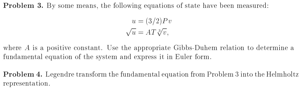 Solved uu=(3/2)Pv=AT3v where A is a positive constant. Use | Chegg.com