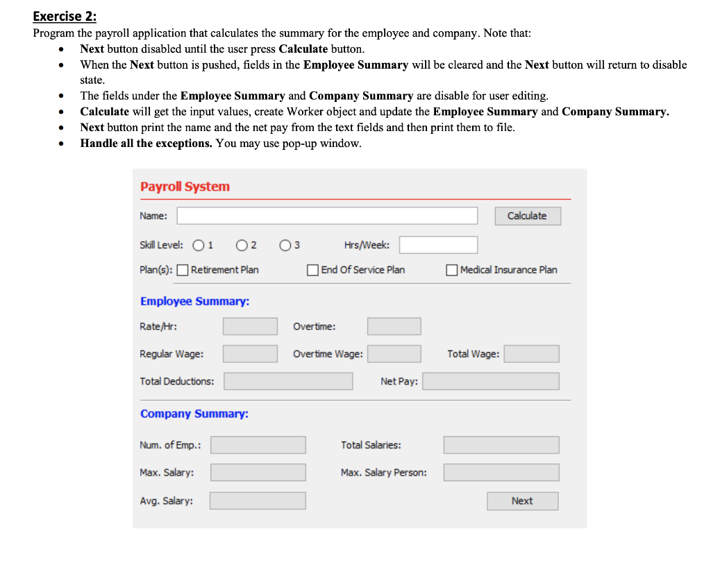 Solved Exercise 2: Program The Payroll Application That | Chegg.com