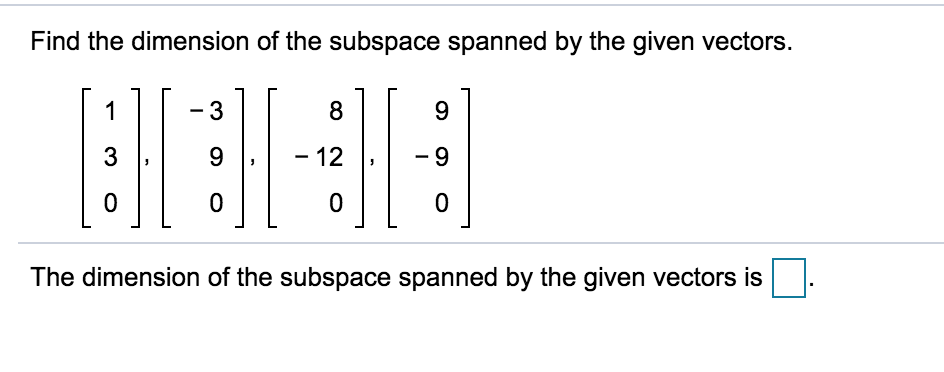 dimension of subspace spanned by vectors